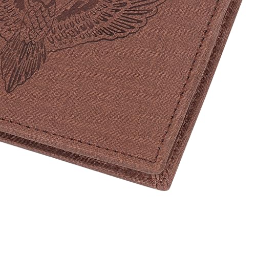 Image of VEMILIO Vegan Leather Wallet for Men | Eagle Print Embossed Premium Bifold Wallet | 3 Card Slots | 2 Cash Compartments | 1 Coin Pocket & 2 Secret Slots | Stylish, Durable & Gift for Men (Eagle, Brown)