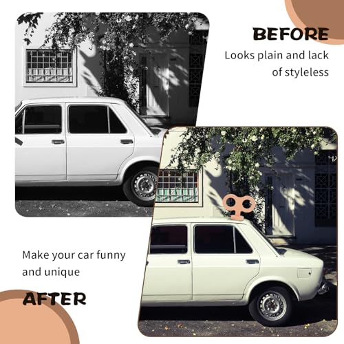 Image of 3D Wind-Up Car Key, Retro Clockwork Decoration for Car Roof, Top, Trunk Lid, Funny EVA Exterior Sticker, DIY Personalized Decoration for SUV, and Truck Models(Light Orange)