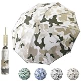 Fogkey Large Windproof Travel Umbrella, Portable Reverse Folding Rain Umbrella for Car,Women and Men, Durable, Compact Inverted Design with Camouflage Canopy, Fits Backpack, 41.5/13 Inch, Automatic
