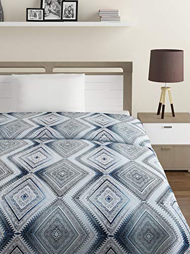 Image of Swayam Ananda-Premium 100% Cotton 200 TC,Microfiber Fill 150 GSM -Geometric Pattern-Single Comforter, Blue