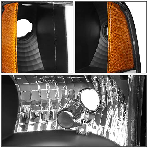 Image of DNA MOTORING HL-LB2-DR944-BK-AM Black Amber Headlights With Pair LED Day Running Lights Replacement For 94-02 Ram