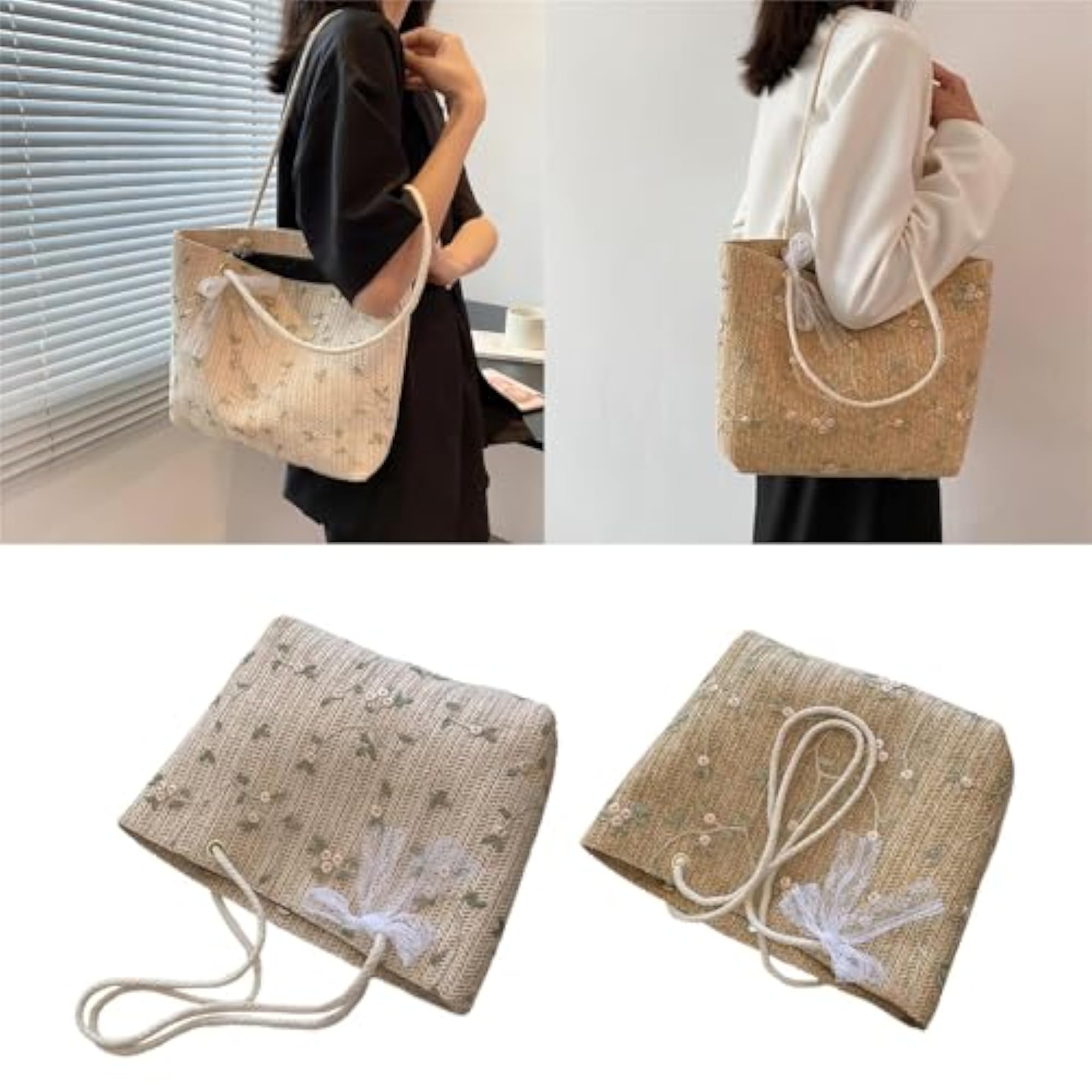 Travel Straw Totes Bag Purse Straw Beach Bag