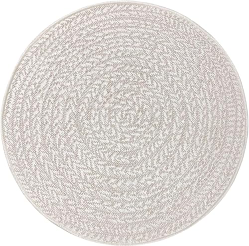 Soil ca. 120 cm Rund Outdoor Teppich wetterfest Jute-Look Balkon Terrasse