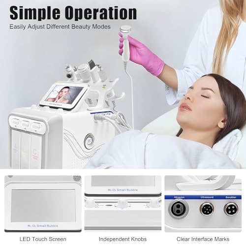 Bacocoo 6-in-1 Hydrogen Oxygen Facial Machine, Professional Blackhead Removal, Deep Cleansing & Hydration, Whitening Skin Care Device, SPA Beauty Tool with 6 Pro Heads. (110V 80W, White) - Image 6