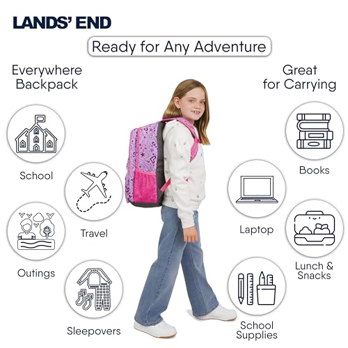 Image of Lands' End Unisex Kids Large ClassMate Lightweight Durable Elementary School Backpack, Fuchsia Pink