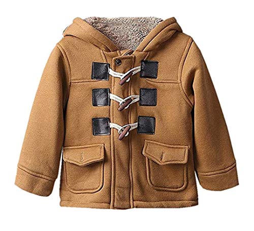 JoeyChen Baby Boys Fleece Coat Hooded Jacket Winter Outwear (Brown, 120cm(2-3years))