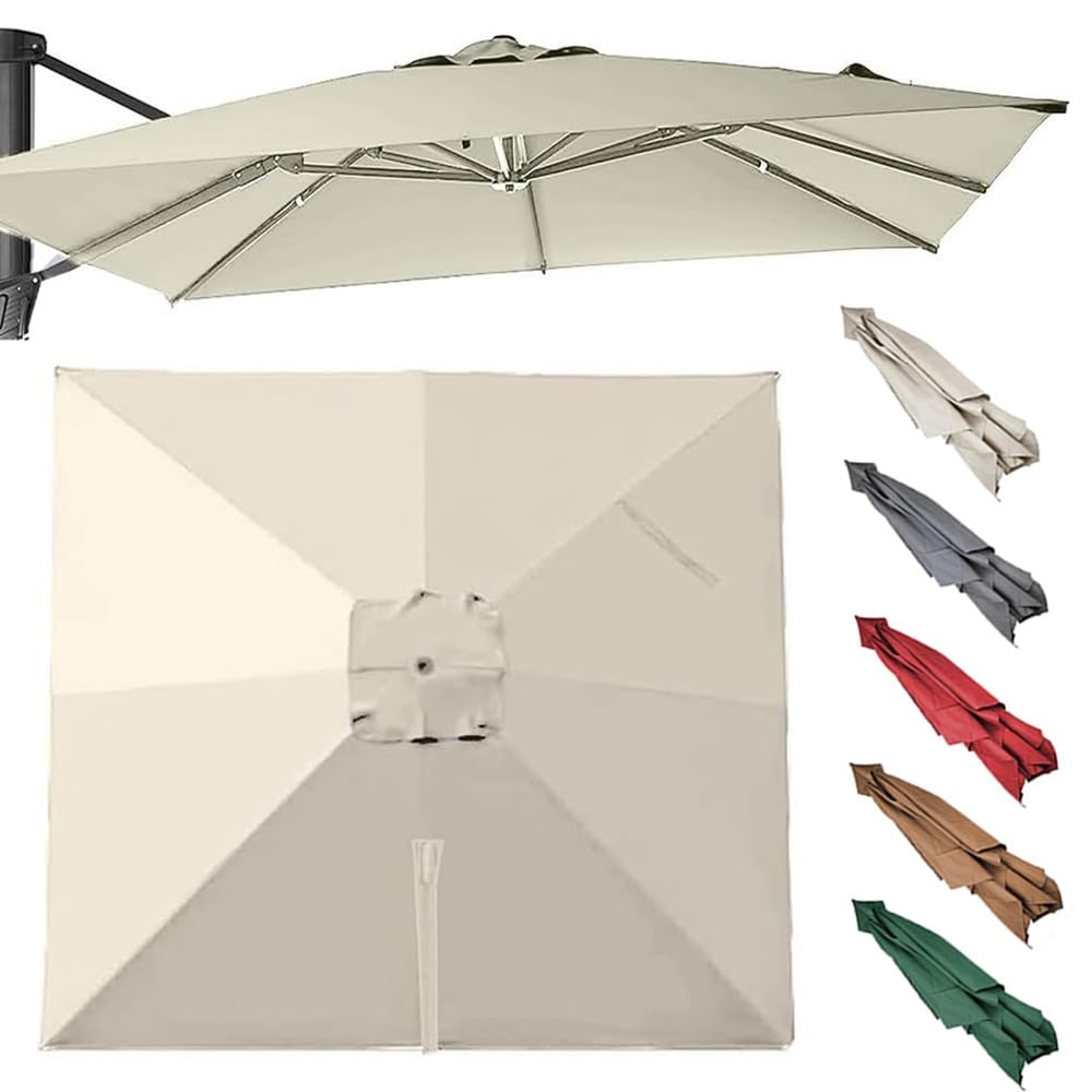 Toile de rechange pour parasol déchiré 3x3m beige 8 baleines solide