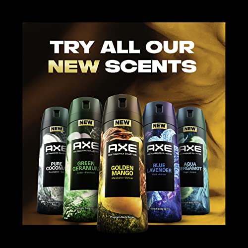 Axe Fine Fragrance Premium Deodorant Body Spray For Men Golden Mango 3 Count With 72H Odor Protection And Freshness Infused With Mango, Mandarin, And Vetiver Essential Oils 4Oz #TOP5