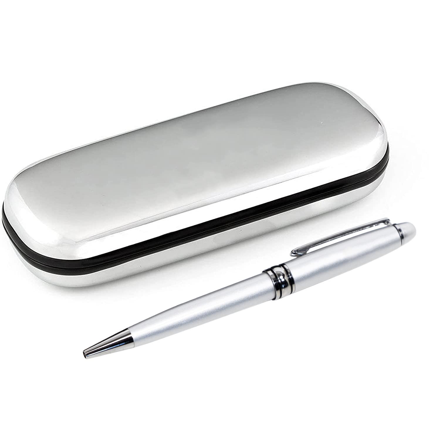 Paul Clover Luxury Ballpoint Pen and Chrome Presentation Case β Stunning Christmas, Anniversary, Graduation, Birthday Gift Set for Men and Women