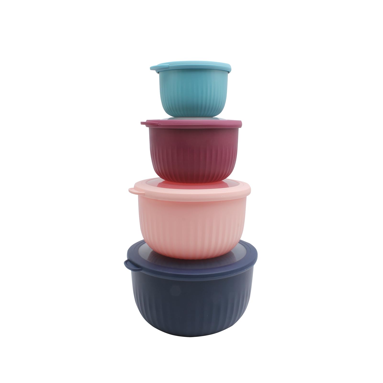 COOK WITH COLOR Prep Bowls with Lids- 8 Piece Nesting Plastic Small Mixing Bowl Set with Lids (Multi/Navy)