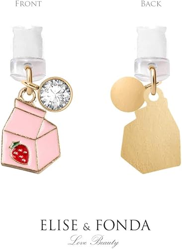 Miniatura 4 de ELISE & FONDA CP195 Puerto de carga USB Anti Polvo Plug Little Strawberry Milk Colgante Teléfono Charm para iPhone 11XS MAXXRX8 Plus76S8SE iPad