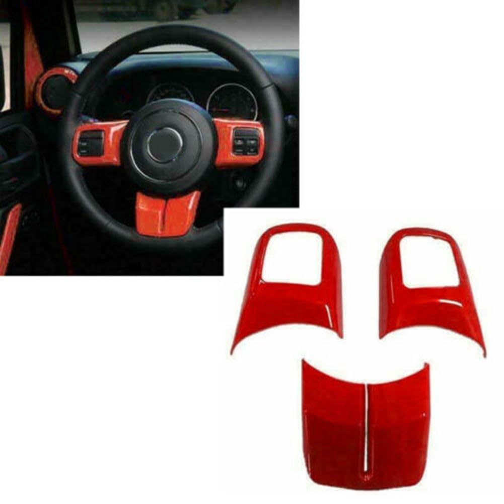 Kit de garniture de décoration intérieure de voiture rouge, 18 pièces en ABS pour tableau de bord pour Jeep pour Wrangler JK JKU 4 portes 2011-2017, accessoires de style de véhicule faciles
