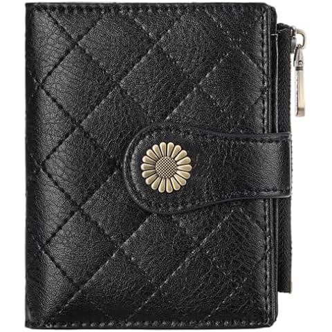 FALAN MULE Small Wallet for Women Bifold RFID Blocking Leather Card Holder with Zipper Coin Pocket Cover