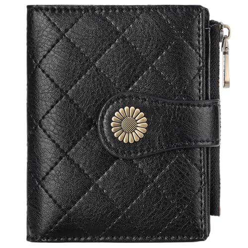Image of FALAN MULE Small Wallet for Women Bifold RFID Blocking Leather Card Holder with Zipper Coin Pocket