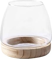 Vista 1 de Jarrón de cristal con base de madera desmontable, pequeña planta hidropónica de escritorio, terrario ecológico para acuario, florero para peces