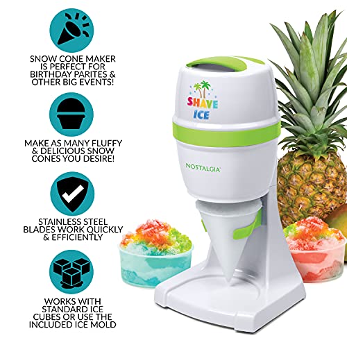 image for Nostalgia ESHVICE2HSI Electric Hawaiian Shave Ice & Snow Cone Maker, I