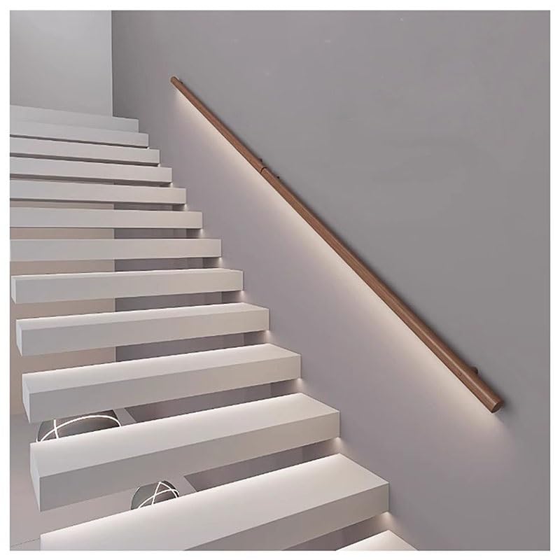 Wood Stair Handrail with Light, LED Handrails Grab Bar for Outdoor & Indoor Stairs(Natural-Right,150cm/left)
