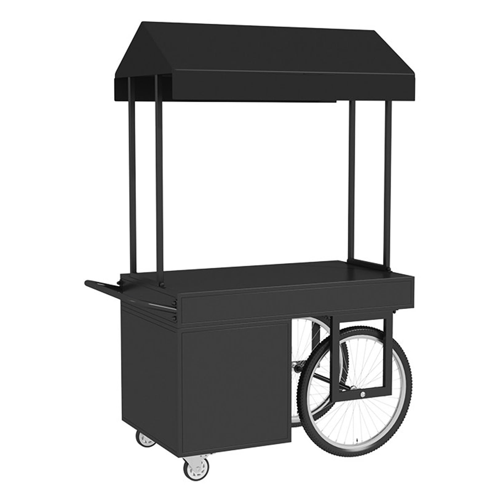 Portable Mobile Dining Cart with Canopy And Storage Box, Sturdy Metal Frame, for Snacks, Coffee, Desserts, Load 500kg/1100lbs(Black,140cm/55in)