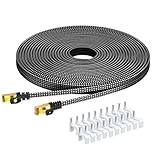 ARISKEEN Cat 8 Ethernet Cable 10M, High-Speed 40Gbps 2000MHz Network Cable Braided Flat Gigabit Rj45 STP Shielded Internet Network Lan Cable Cord for Modem Router PC