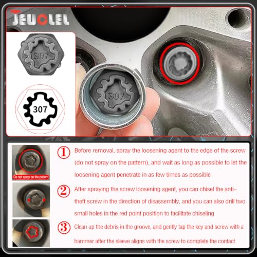 Image of 307 Wheel Locking Nut Key for Mercedes Benz, Lug Nut Removal Tool