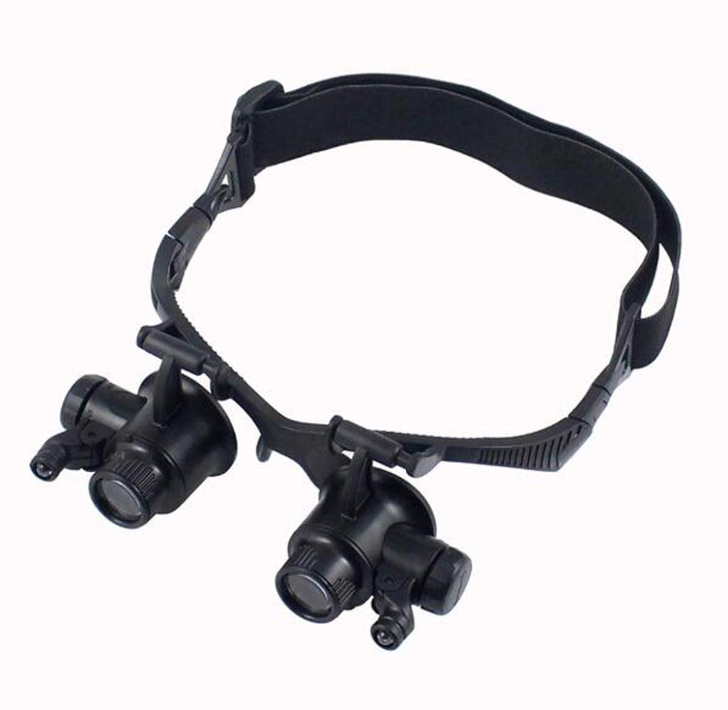 Brillenlupenkopf mit Vergrößerungsbrille, Headset, beleuchtetes LED-Lupenlicht mit 10-facher, 15-facher, 20-facher, 25-facher Vergrößerungslinse (Farbe: A) charitable