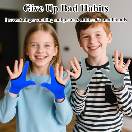 Image of 4pcs Thumb Sucking Guard Gloves Kids Anti Thumb Sucking Glove | Chewy Compression Thumb Sucking Stop Nail Biting Finger Biting Glove for Kids Thumb Guard for Ages 5-12