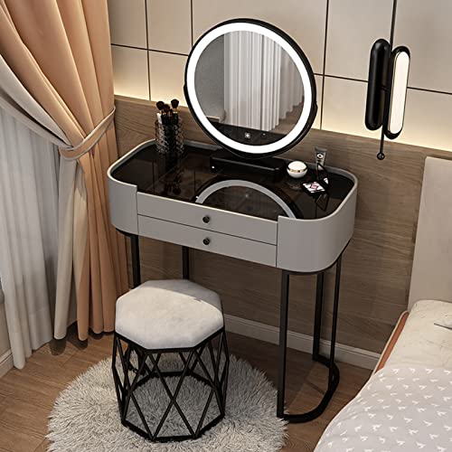 ELUKHT Modern Vanity Desk Set with Lighted Mirror, Makeup Dressing