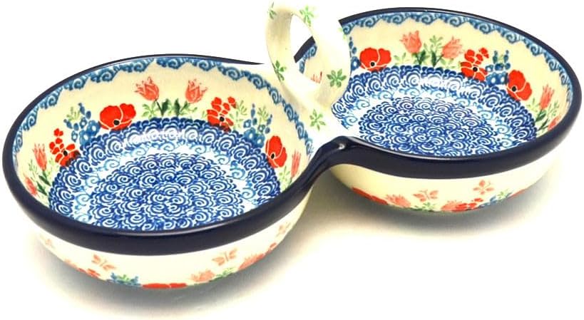 Polish Pottery Bowl - Double Serving - Whimsical Garden