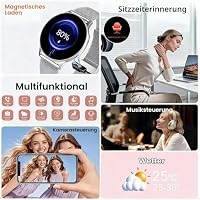Smartwatch Damen, 1.32" AMOLED Uhr Schrittzähler IP68 Wasserdicht, Silver – Ansicht 4