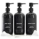 Stylischer Shampoo- und Conditioner-Spender, 3er-Set, 620 ml Moderne Duschseifenflaschen mit Pumpe, Etiketten, einfach zu befüllen, für EIN sofortiges Badezimmer-Dekor-Upgrade, Schwarz