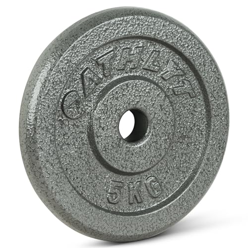 Athlyt 1 Inch Cast Weight Plates - 2 x 5kg, Grey - Image 2