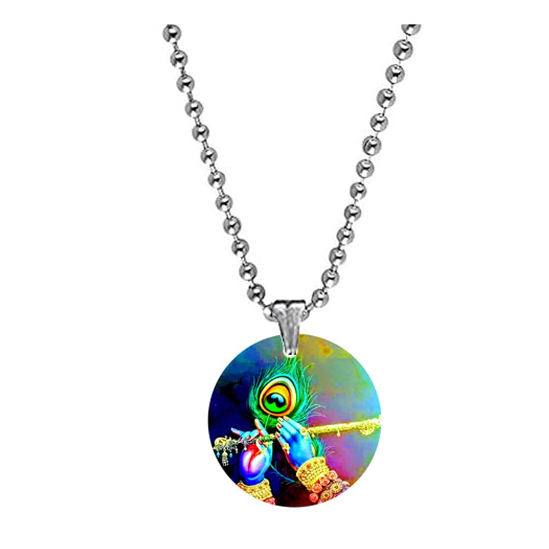 Lord Krishna Basuri Hand Feather Bead Chain Acrylic Religious Pendant for Men Women Spiritual Acrylic Charm Hindu Devotional Gift Festival Temple Prayer Accessory-image-9