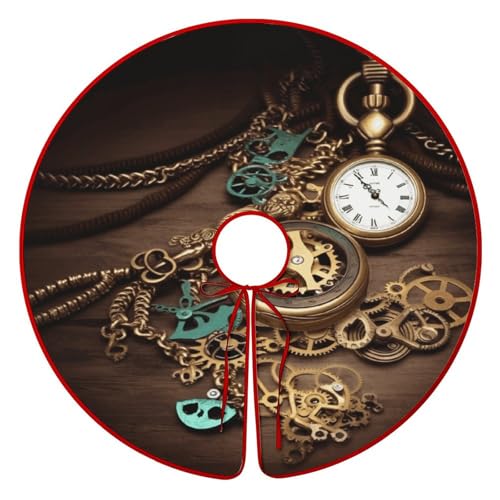 Christmas Tree Skirt Double Sided Printed, Rustic Waterproof Holiday Decor