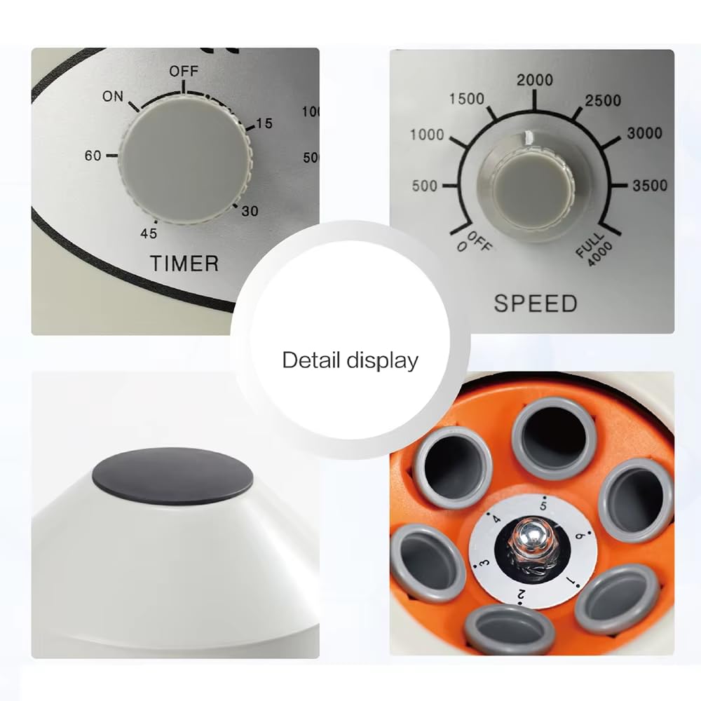 Toplionace Centrifugeuse électrique de Laboratoire 800D - 10mLx6 Tubes, 300-4000 Tr/Min Réglable, Faible Bruit