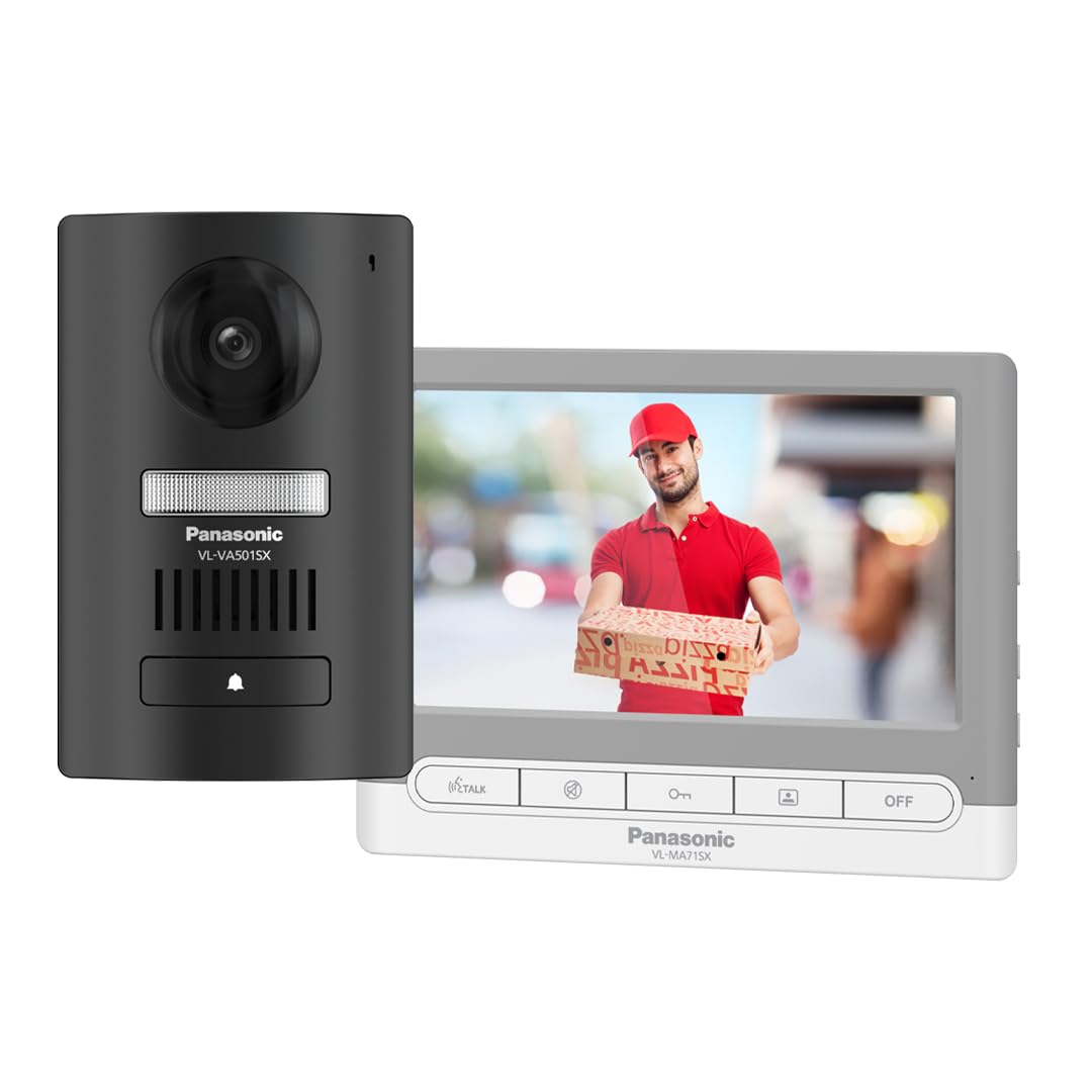 Panasonic VL-SA71 Analog Video Door Phone with 7 inch Wide Color Screen | Handsfree Video Intercom | Room to Room intercom | Color Night Vision | Electric Lock Intergration