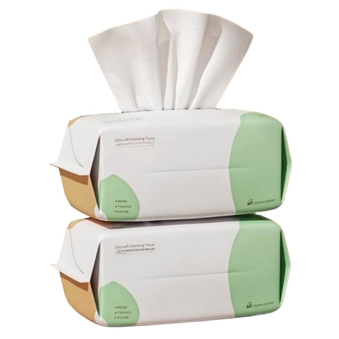 Soft Dry Wipe, Facial Tissue Disposable Face Towel Lint Free Dry Wet Use for Sensitive Skin Facial Cleansing Makeup Remover (80 x 2(160count))