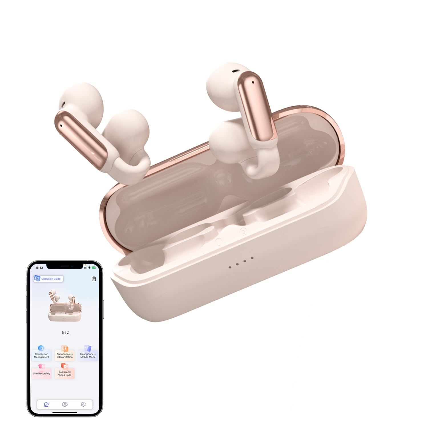 AI Translation Earbuds Real Time, 3-in-1 Translator Clip on Earbuds,160+ Languages & Accents, Open Ear Headphones,OWS Bluetooth Sport Earphones with