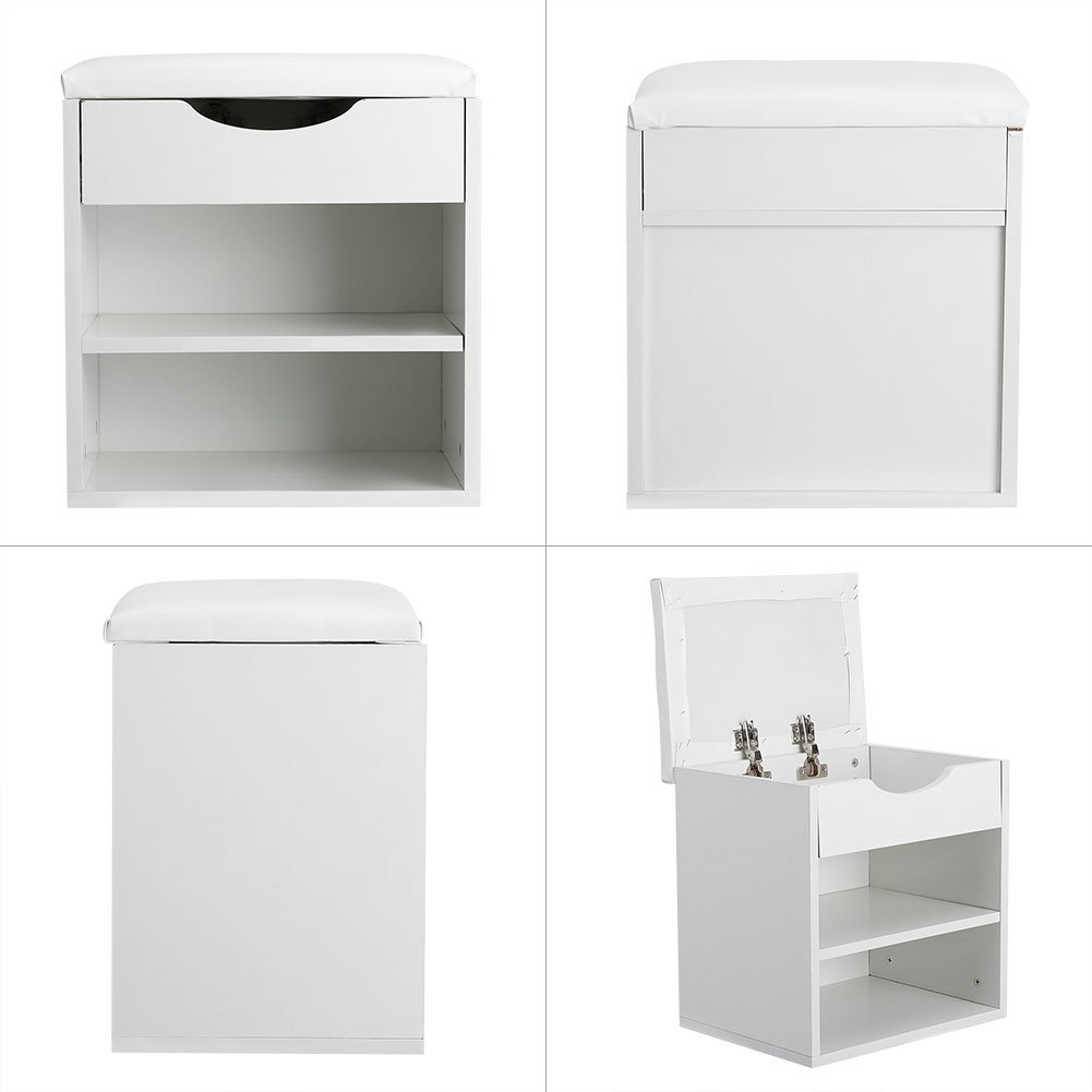 CHICIRIS Panca per Scarpe Robusto Organizer in Legno per Ingresso di Casa, con Sedile Imbottito, Ideale per Toeletta, Copertura in PU, 2 Ripiani, Adatto per Scarpe, Calzini, Chiavi