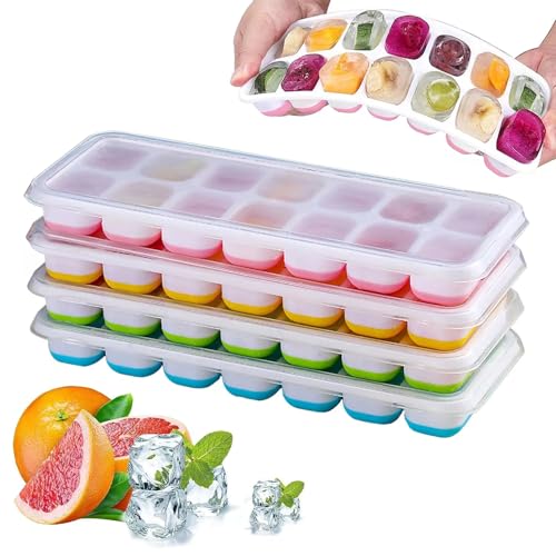 Consejos para Comprar L molde los mejores 5. 40 Molde para cubitos Silicona, 4 PCS Moldes para Cubitos de Hielo con tapa, Bandeja de Hielo Ice Mold sin BPA, no tóxico, seguro y duradero, Cola, apilabl para Agua, Cócteles,...