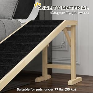 PawHut Dog Ramp for Bed, Pet Ramp for Dogs with Non-Slip Carpet and Top Platform, 74" x 16" x 25", Natural PawHut Dog Ramp for Bed Pet Ramp for Dogs with Non Slip Carpet and Top Platform 74 x 16 x 25 Natural