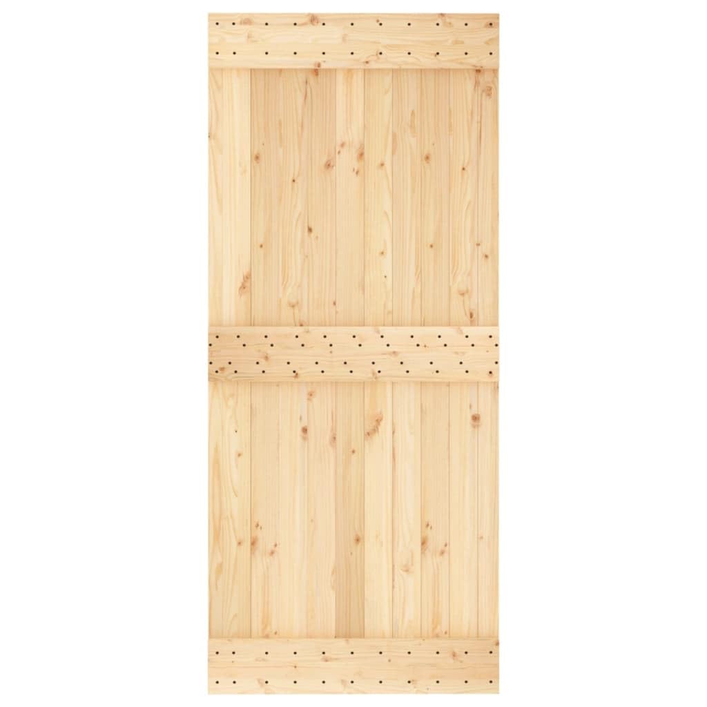 Porte 90x210 cm Bois Massif de Pin Panneau Suspendu en Bois Porte Interieur Bois Porte Bois Porte Coulissante Bois Porte Coulissante sur Rail Porte de Grange Meuble Porte Coulissante