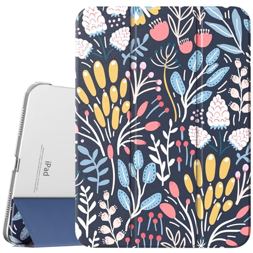 TiMOVO Cover Custodia Compatibile con iPad (A16) 11 Generazione 11 Pollici 2025/iPad 10 Generazione 10,9' 2022, Retro in PC Rigido Semi-Trasparente, Auto Sveglia/Sonno, Fiore Colorato