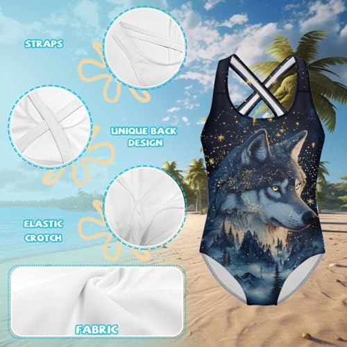 Image of Yzaoxia Girls' Swimwear One Piece Swimsuit for Kids Scoop Neck Bathing Suit Round Neck Swim Wear 5-14Y