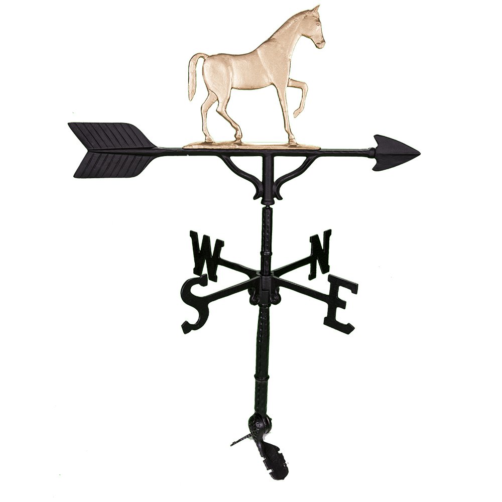 Montague Metal Products 32-Inch Weathervane with Gold Gaited Horse Ornament