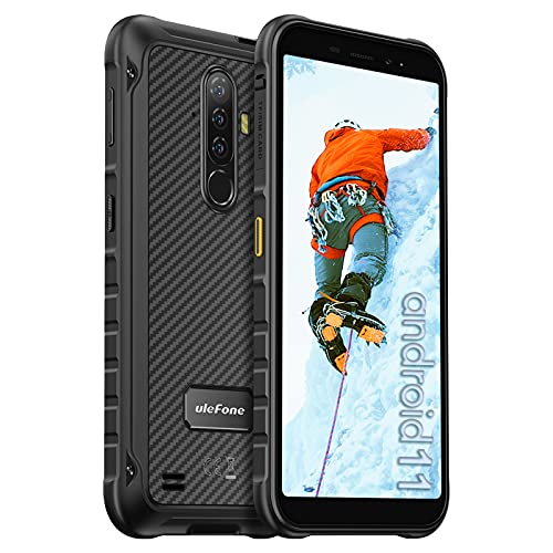 Rugged Cell Phones Unlocked Ulefone Armor X8, 4GB + 64GB, Android 11, 5.7 inch Waterproof Phones Unlocked, 13MP Triple Rear Camera, 5080mAh Big Battery, Dual 4G, Type C, GPS, NFC, US Version - Black