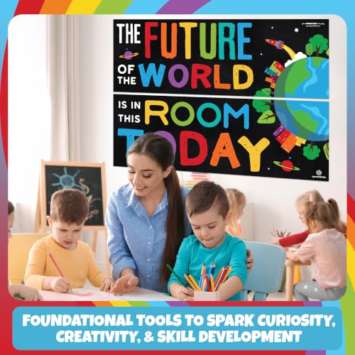 Image of Sproutbrite 2 Pack 13.5 inch x 39 inch Educational Posters - Teacher Posters for Classroom - Bulletin Board and Wall Decor for Pre, Elementary and Middle School Creates a Purpose-Driven and Motivated