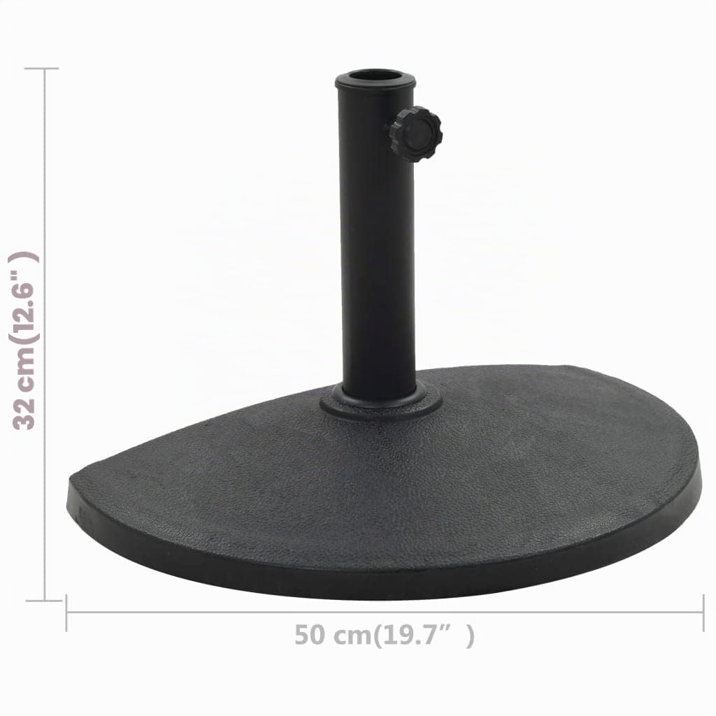 vidaXL Socle Demi-Rond de Parasol Polyrésine 9 kg Noir Pied de Parasol Support