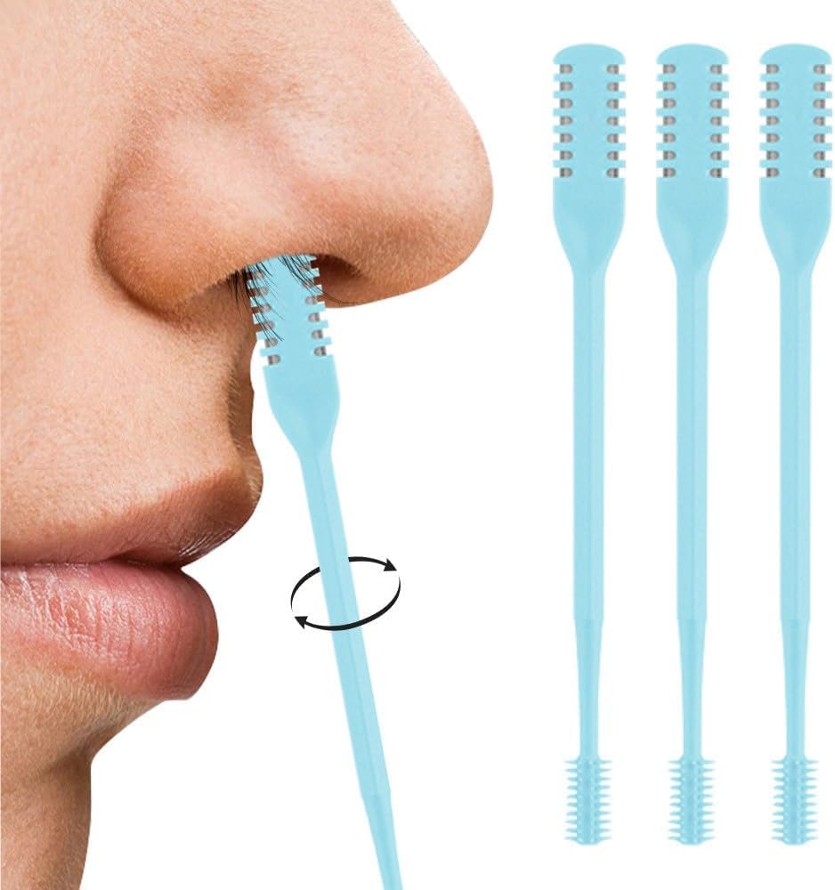 3PCS Nasal Hair Cutter 2025 Manual 360 Rotating Nostril Hair Removal Tool Double Sided Nose Hair Blade Nose