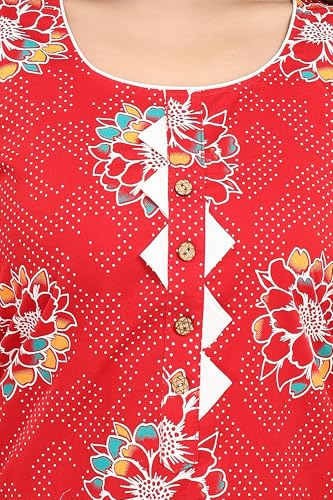 Image of Women's Cotton Free Size Nighty Maxi Dress - Sleeveless Long Floral Printed Night Gown | Soft Breathable Lounge Wear | Full Length Comfortable House Dress