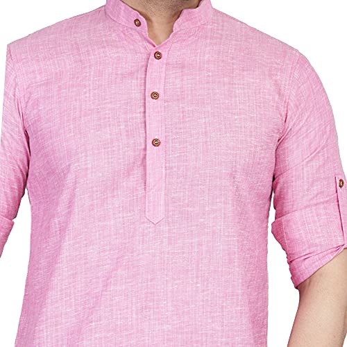 Image of TAHVO Men's Casual Cotton Kurta Shirt, Short Kurta